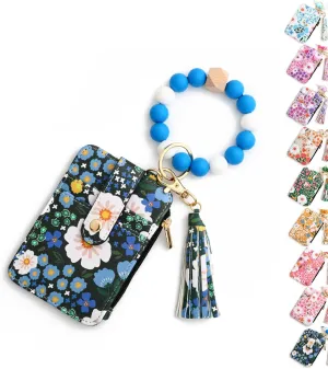 Boho Wristlet Wallet, Womens Boho Beaded Wallet, Tassel Decorated Keychain with Flower Pattern Wallets (1PCS*C)