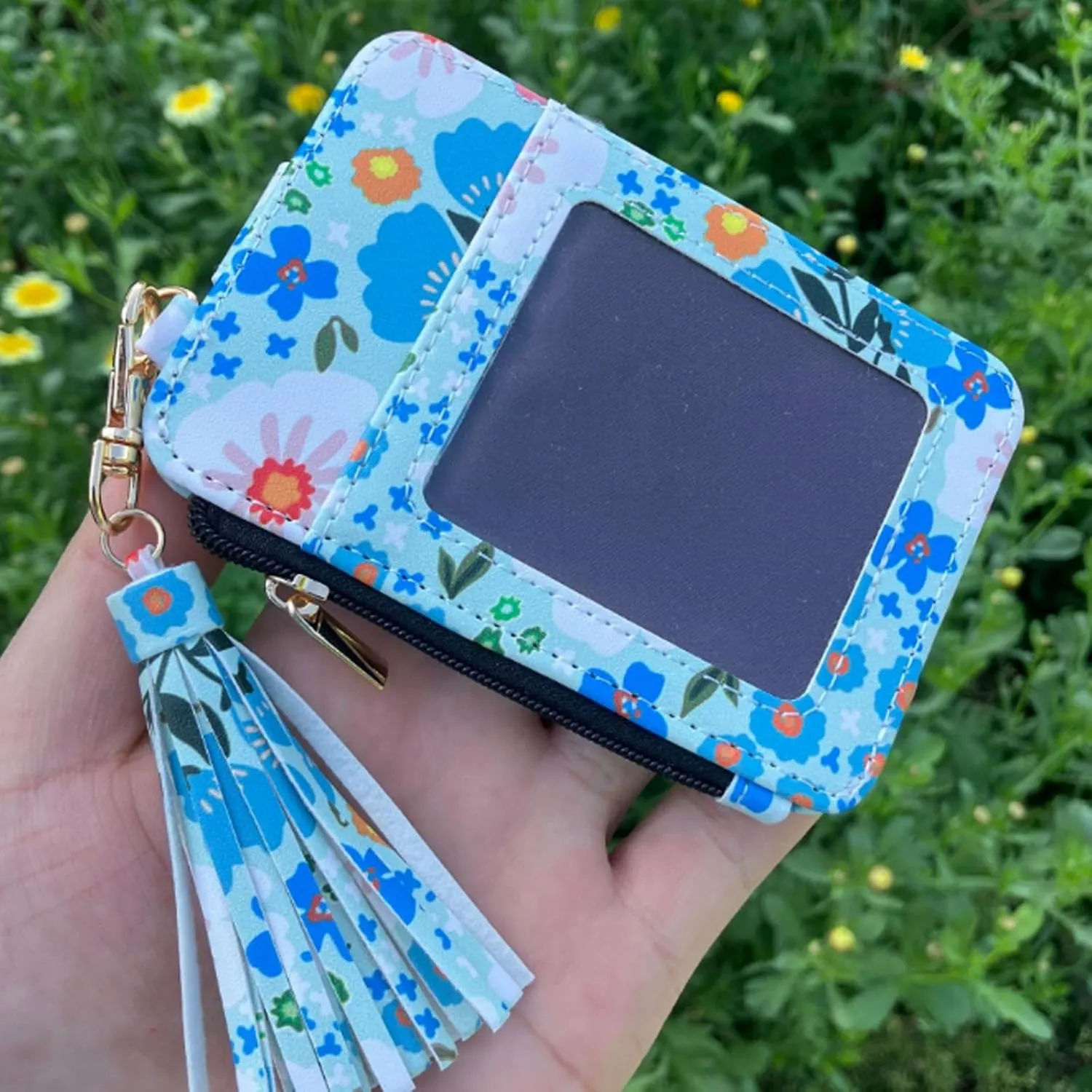 Boho Wristlet Wallet, Womens Boho Beaded Wallet, Tassel Decorated Keychain with Flower Pattern Wallets (1PCS*C)