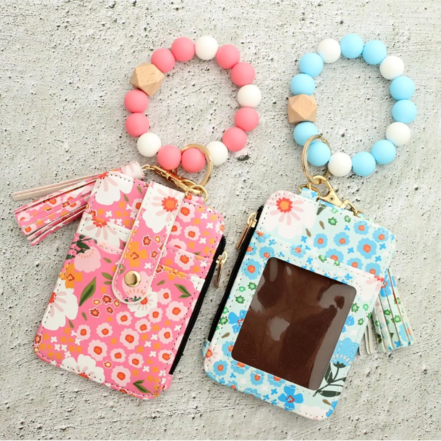 Boho Wristlet Wallet, Womens Boho Beaded Wallet, Tassel Decorated Keychain with Flower Pattern Wallets (1PCS*C)