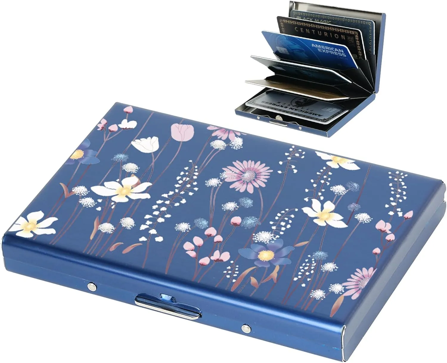 BONSYL Credit Card Holder, RFID Blocking Slim Metal Credit Card Wallet, with 6 Card Slots, for Women and Men.