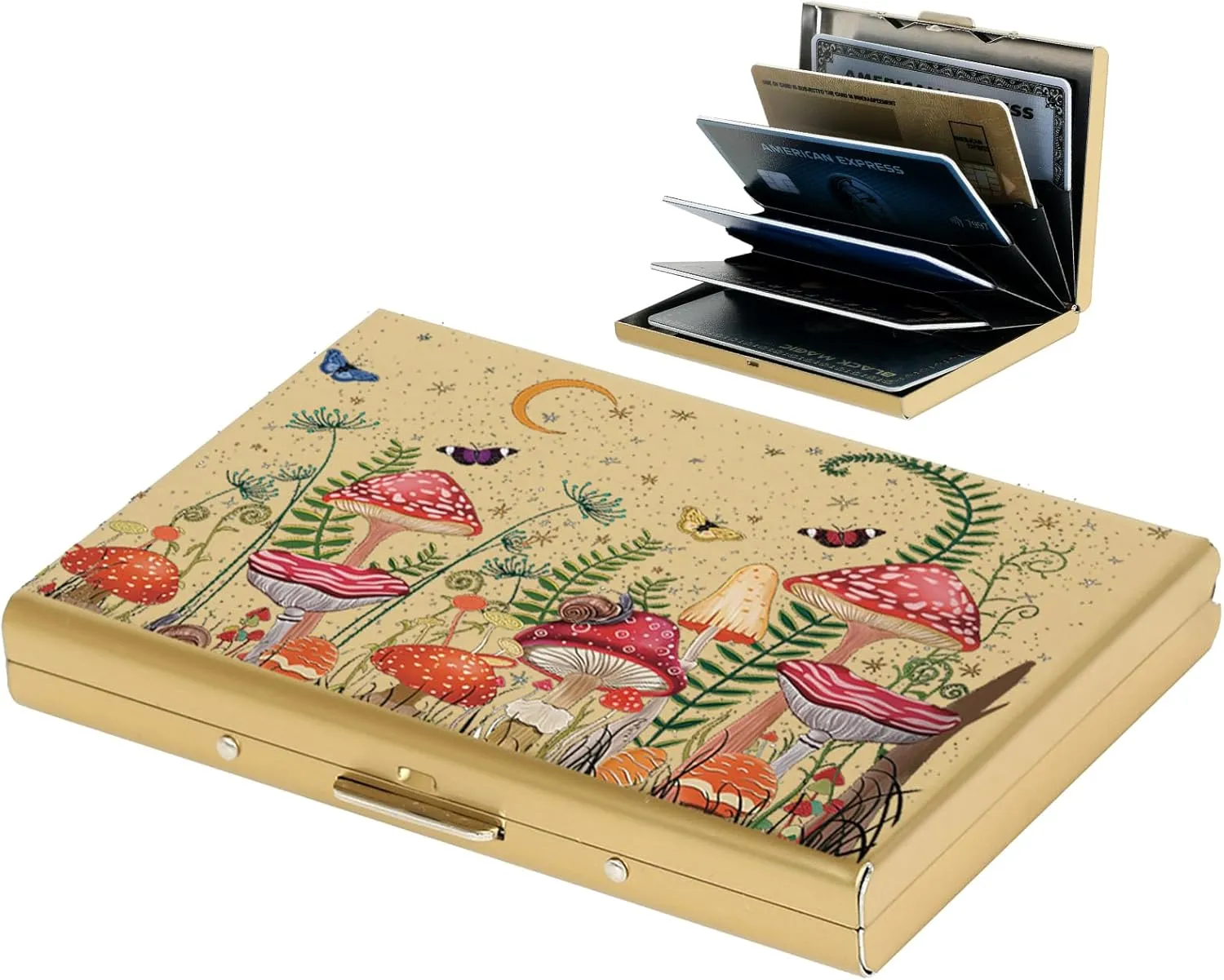 BONSYL Credit Card Holder, RFID Blocking Slim Metal Credit Card Wallet, with 6 Card Slots, for Women and Men.