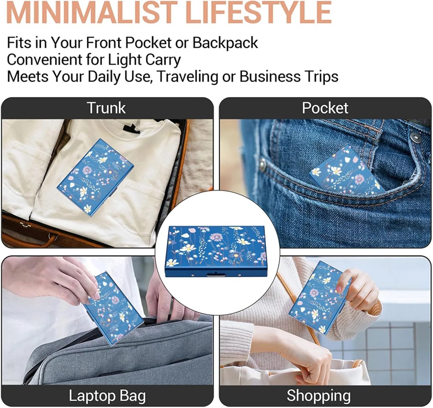BONSYL Credit Card Holder, RFID Blocking Slim Metal Credit Card Wallet, with 6 Card Slots, for Women and Men.