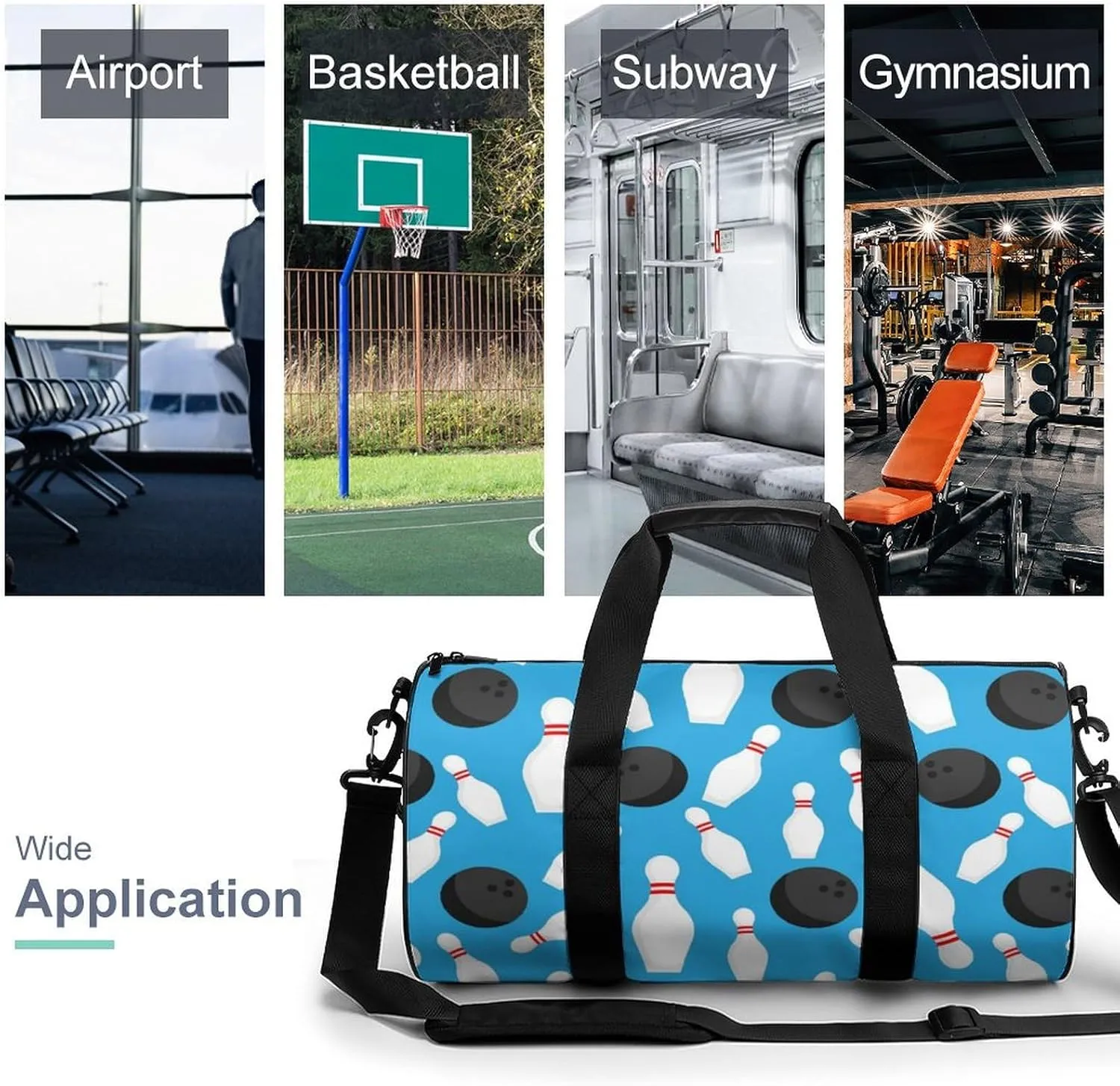 Bowling Balls Duffelbag Utility Bag Lightweight Duffelbag Picnic Bags Gym Satchel Travel Handbag Sports Duffel Bags 17.7in/9in/9in
