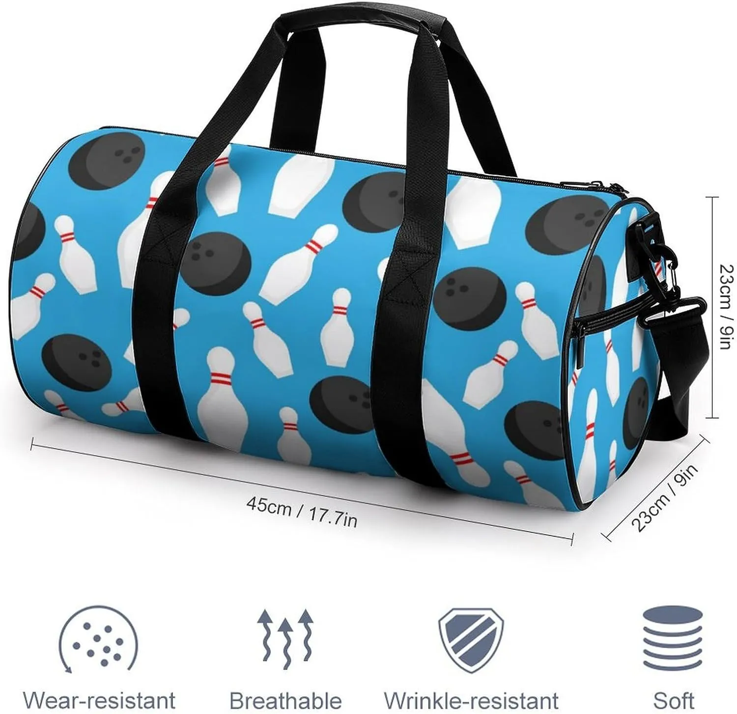 Bowling Balls Duffelbag Utility Bag Lightweight Duffelbag Picnic Bags Gym Satchel Travel Handbag Sports Duffel Bags 17.7in/9in/9in