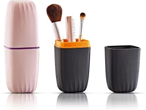Boxup Makeup Brush Holder - Travel Make Up Case For Women, Cute Traveling Beauty Bag Organizer Cases & Brushes Holders, Small Bags Storage Organizers And Portable Compact Carrier Of Cosmetics (Pink)