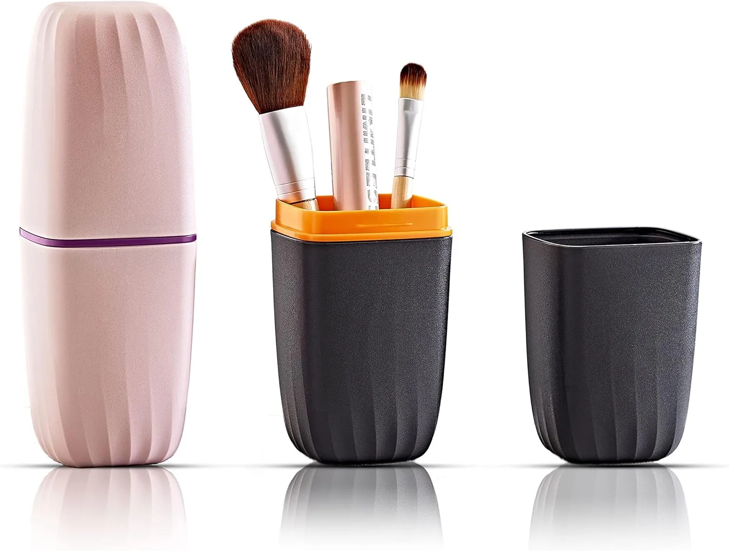 Boxup Makeup Brush Holder - Travel Make Up Case For Women, Cute Traveling Beauty Bag Organizer Cases & Brushes Holders, Small Bags Storage Organizers And Portable Compact Carrier Of Cosmetics (Pink)