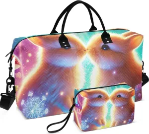 Bunny Kiss Rabbits Cute Travel Duffle Women Toiletry Bags Set of 2, Design Gym Bags Tote Carry on Duffel Bag