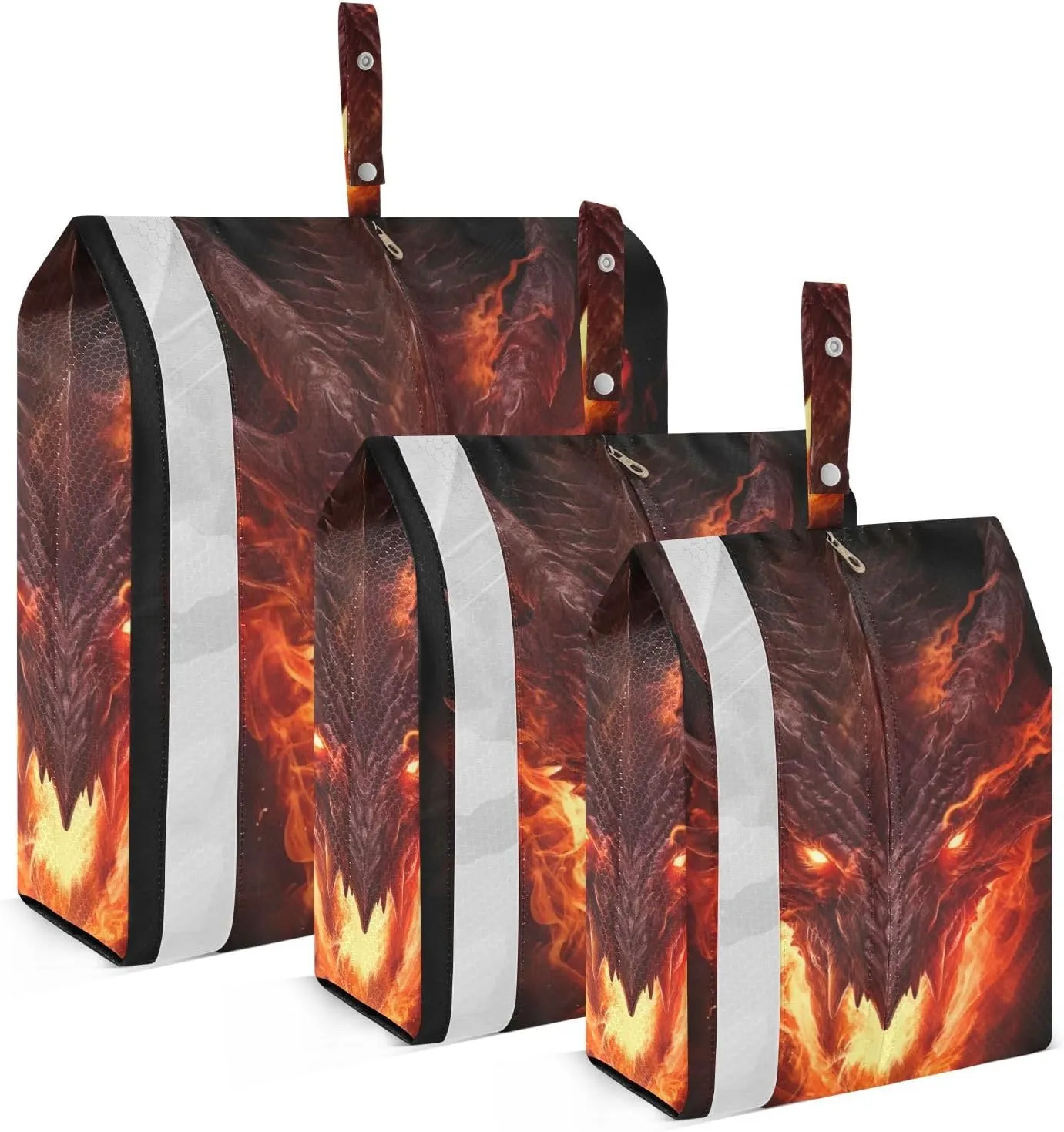 Burning Dragon Packing Cubes Set of 3, Lightweight Travel Luggage Organizers Foldable Bags for Easy Packing and Organization