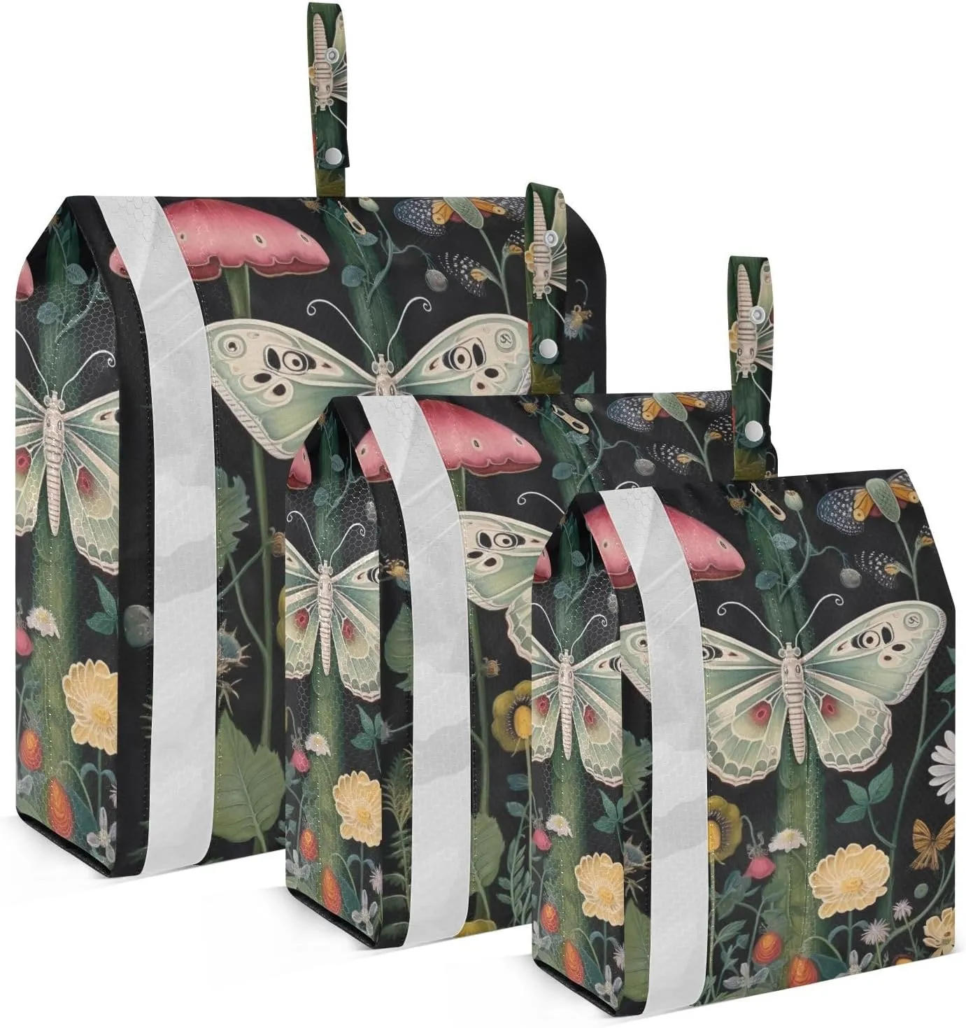 Butterfly Mushroom Packing Cubes Set of 3, Lightweight Travel Luggage Organizers Foldable Bags for Easy Packing and Organization