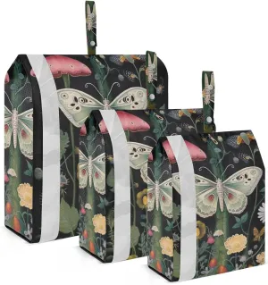 Butterfly Mushroom Packing Cubes Set of 3, Lightweight Travel Luggage Organizers Foldable Bags for Easy Packing and Organization