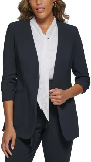 Calvin Klein Womens 3/4 Sleeve Office Open-Front Blazer Navy 12P