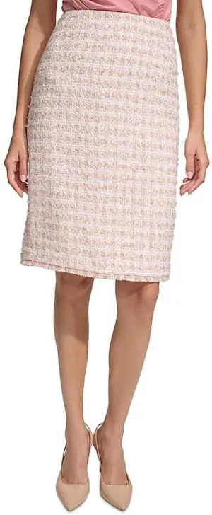 Calvin Klein Womens Glen Plaid Spring Chic Pencil Skirt Pink 6