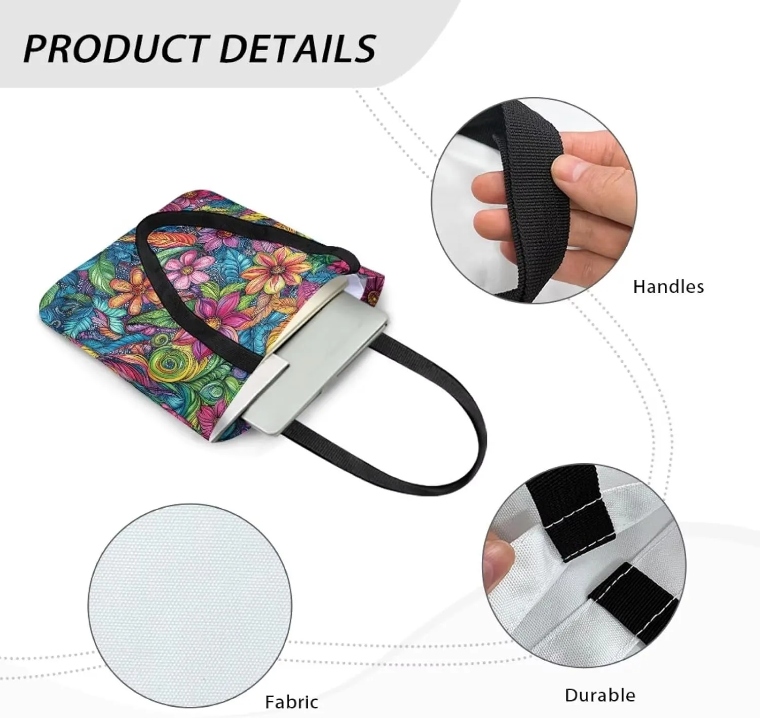 Canvas Bag with Handle Women Classic Large Canvas Grocery Bags Reusable