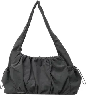 Canvas Hobo Bag for Women Trendy Shoulder Bags Ruffled Tote Handbag Casual Large Handbag Purse