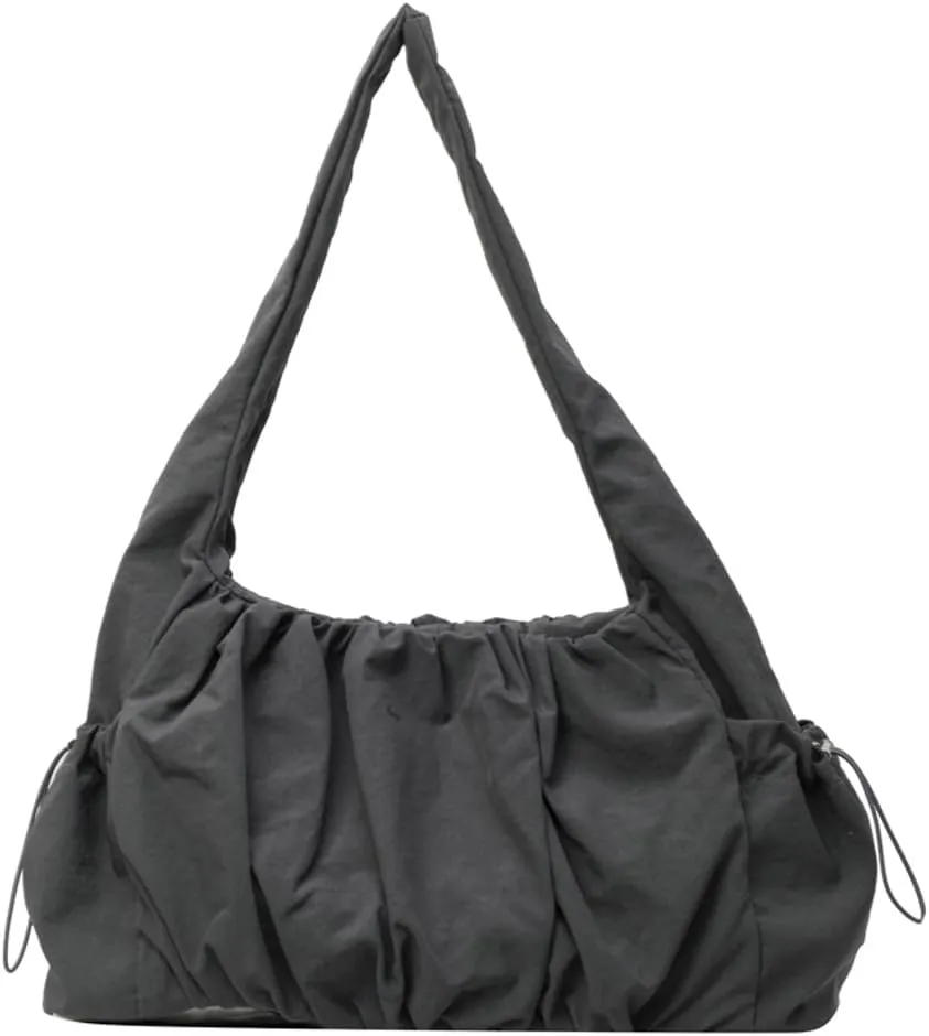 Canvas Hobo Bag for Women Trendy Shoulder Bags Ruffled Tote Handbag Casual Large Handbag Purse