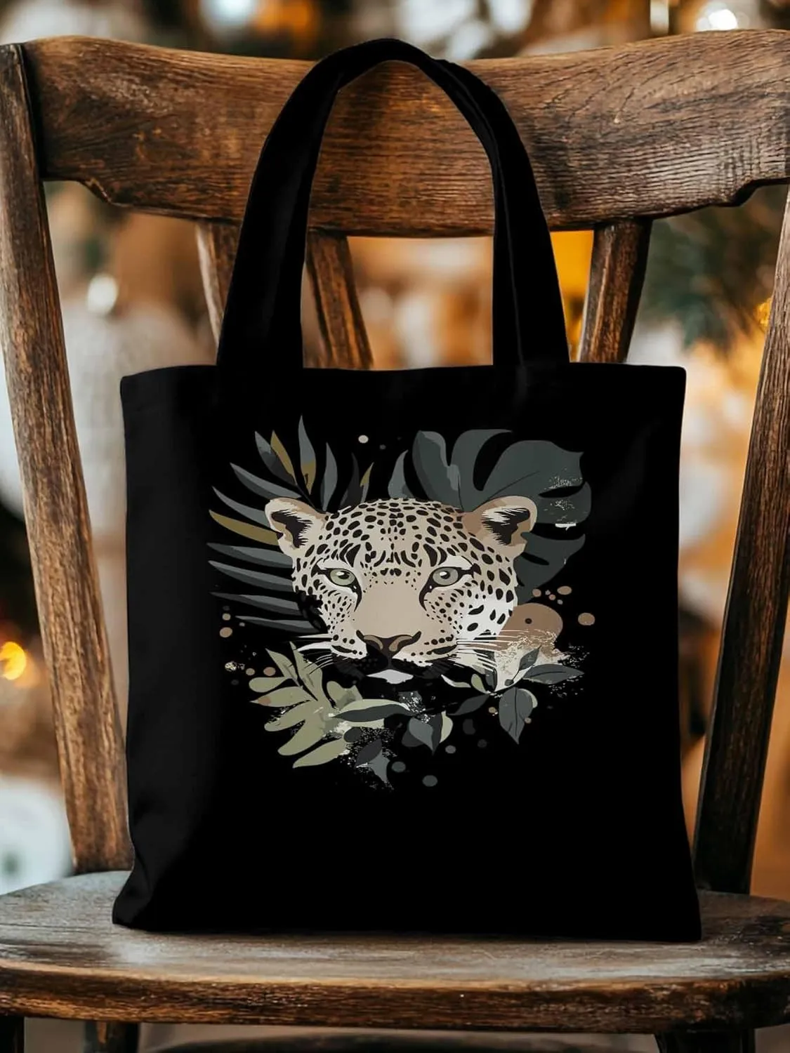 Canvas Tote Bag, Boho Vintage Jaguars Aesthetic Canvas Tote Handbags for Women Shoulder Bag,