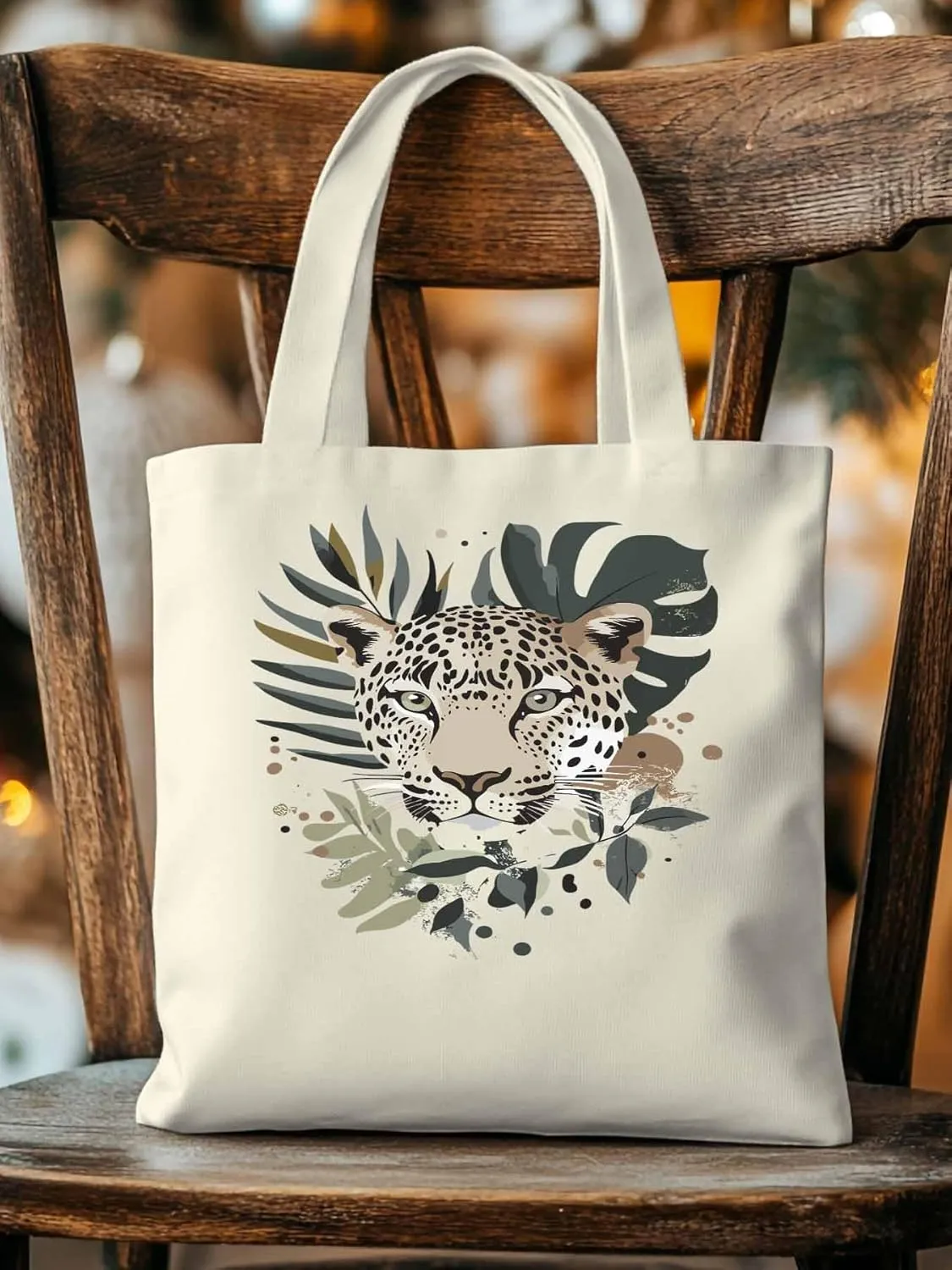 Canvas Tote Bag, Boho Vintage Jaguars Aesthetic Canvas Tote Handbags for Women Shoulder Bag,