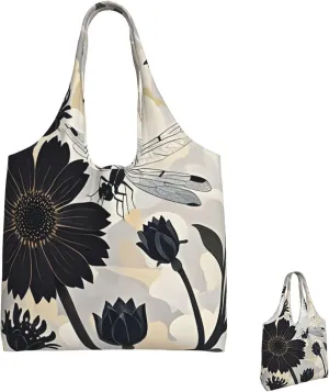 Canvas Tote Bag Reusable Grocery Bags Lightweight Handbag Cute Black Pug Dog Tote Bag for Shopping Cloth Bags