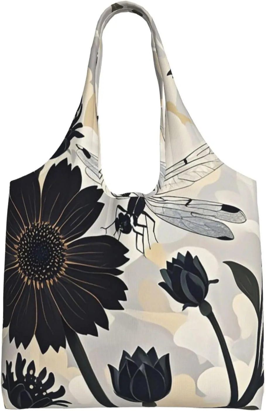 Canvas Tote Bag Reusable Grocery Bags Lightweight Handbag Cute Black Pug Dog Tote Bag for Shopping Cloth Bags