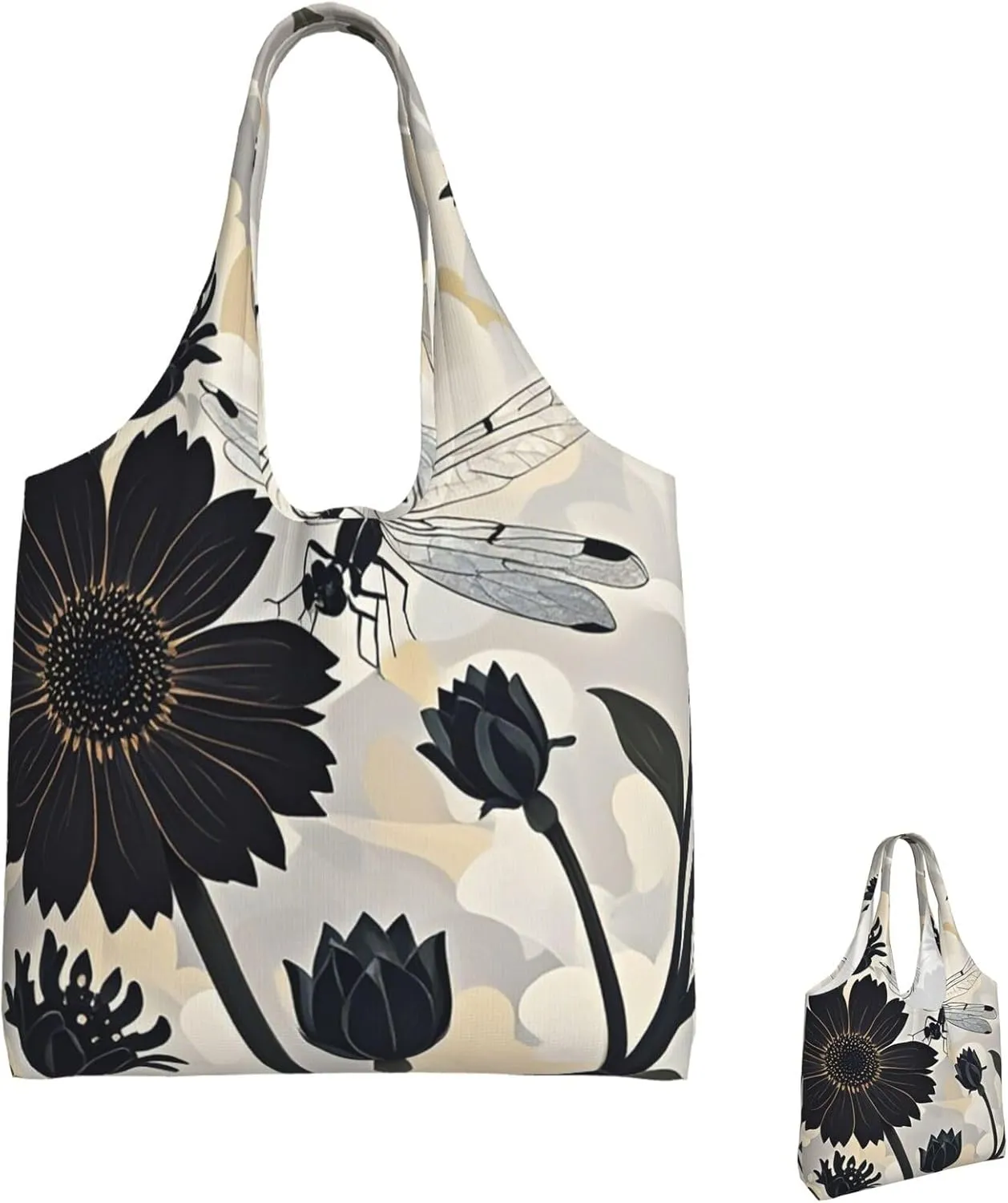 Canvas Tote Bag Reusable Grocery Bags Lightweight Handbag Cute Black Pug Dog Tote Bag for Shopping Cloth Bags