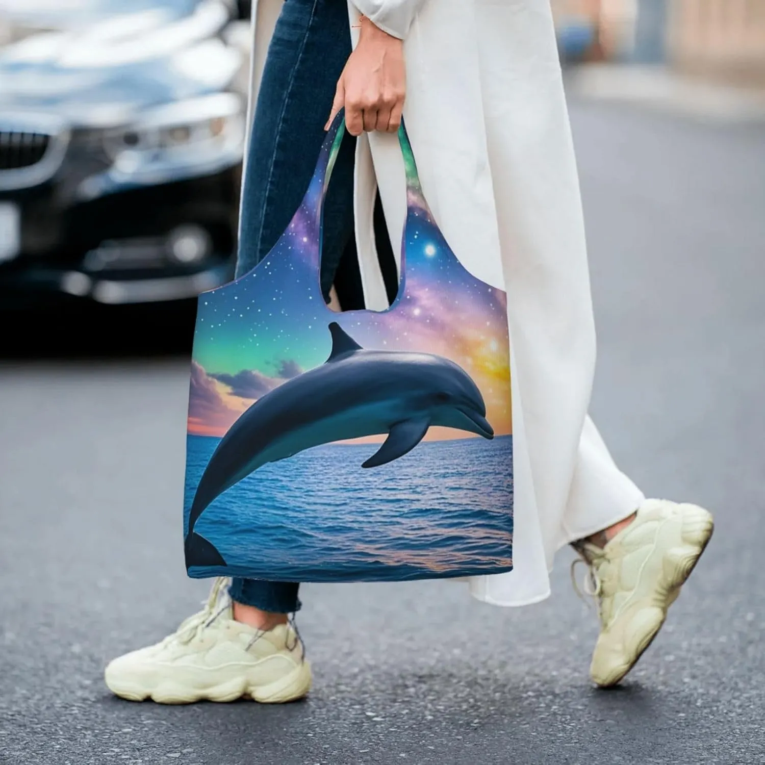 Canvas Tote Bag Reusable Grocery Bags Lightweight Handbag Cute Black Pug Dog Tote Bag for Shopping Cloth Bags