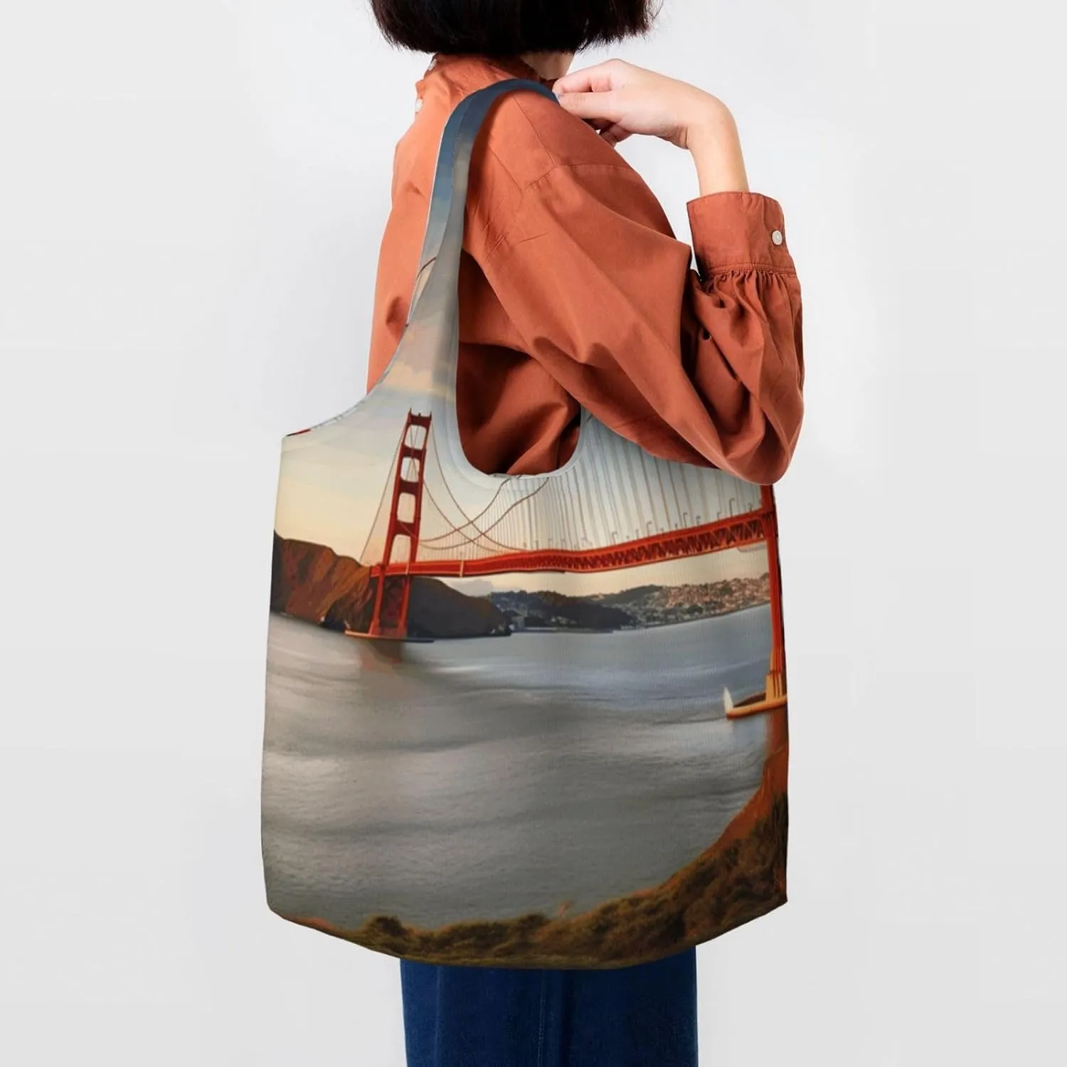 Canvas Tote Bag Reusable Grocery Bags Lightweight Handbag Loon Birds Tote Bag for Shopping Cloth Bags
