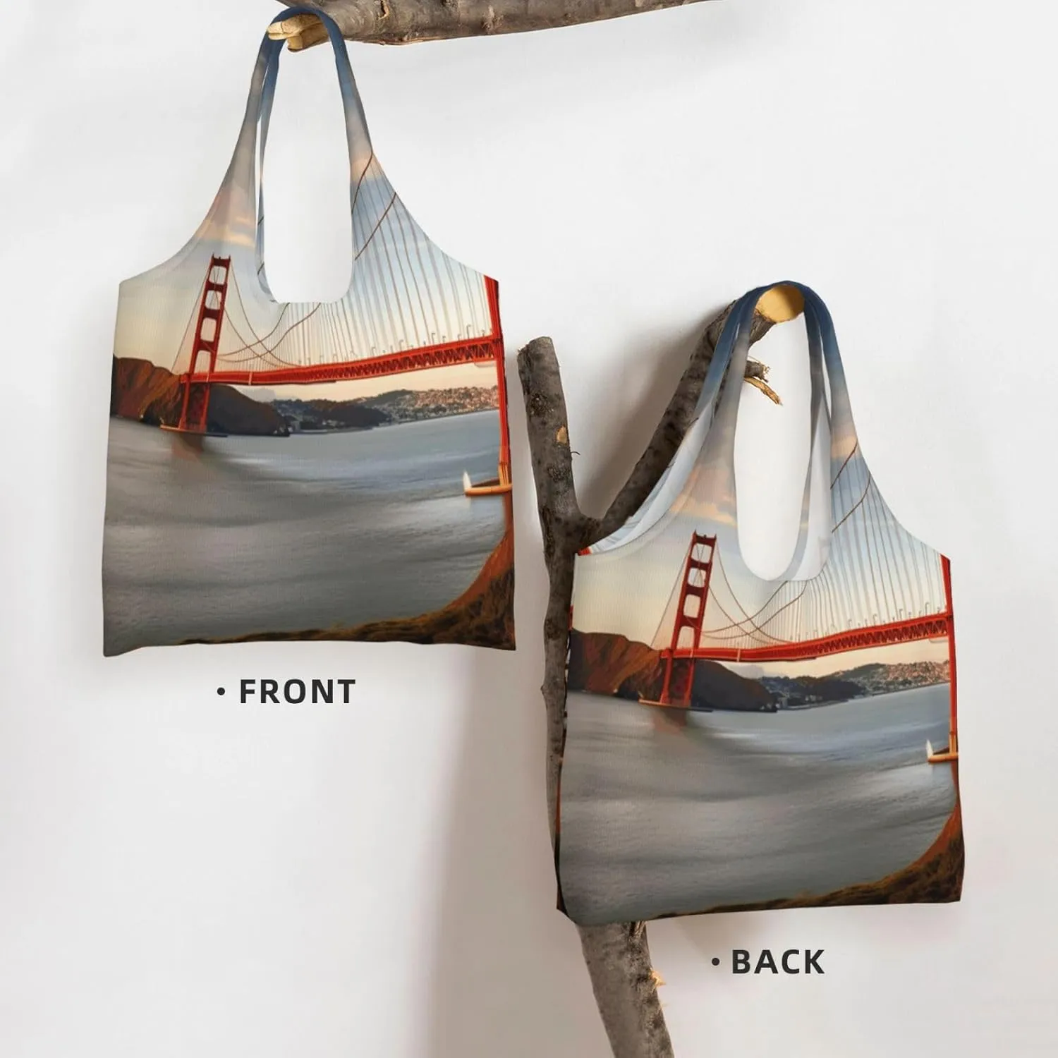 Canvas Tote Bag Reusable Grocery Bags Lightweight Handbag Loon Birds Tote Bag for Shopping Cloth Bags