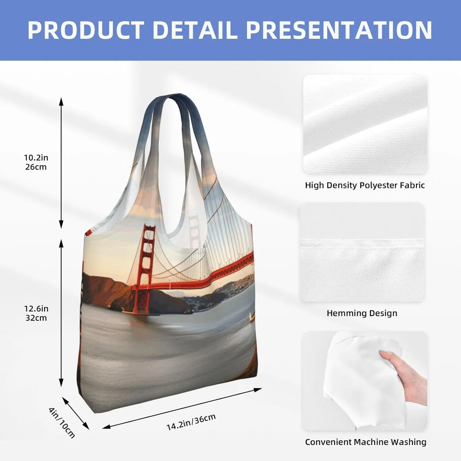 Canvas Tote Bag Reusable Grocery Bags Lightweight Handbag Loon Birds Tote Bag for Shopping Cloth Bags