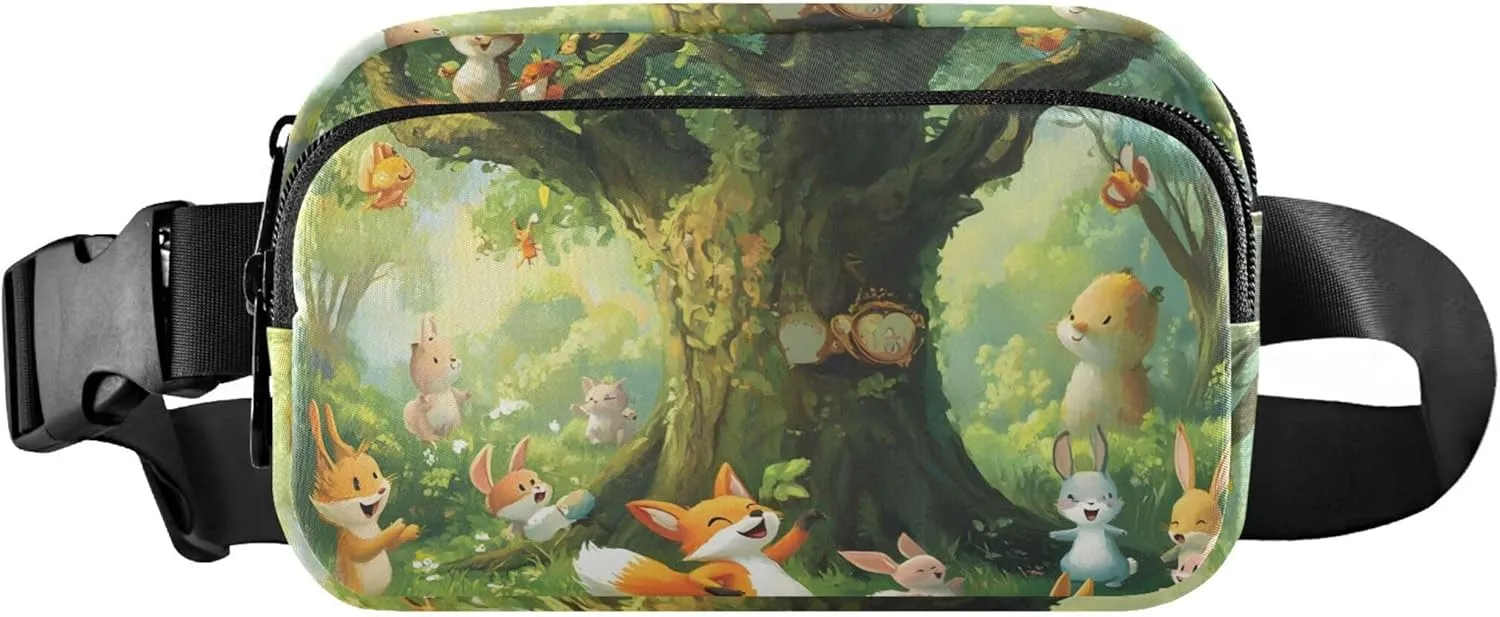 Cartoon Forest Animals Womens Fanny Pack Hip Pouch Belt Bag Waterproof Cartoon Crossbody Waist Purse