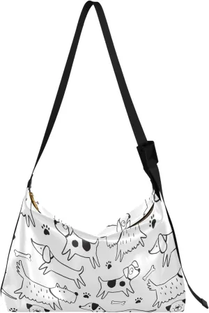Cartoon Llama Alpaca Grey Soft Leather Hobo Bags for Women Large Crossbody Bags Animal Print Crossbody Hobo Purses