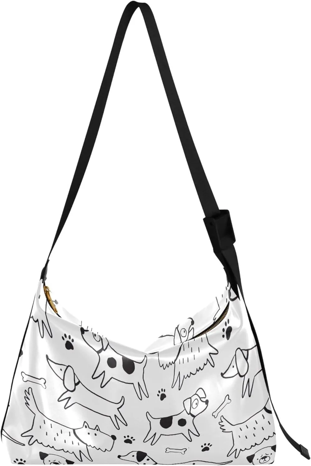 Cartoon Llama Alpaca Grey Soft Leather Hobo Bags for Women Large Crossbody Bags Animal Print Crossbody Hobo Purses