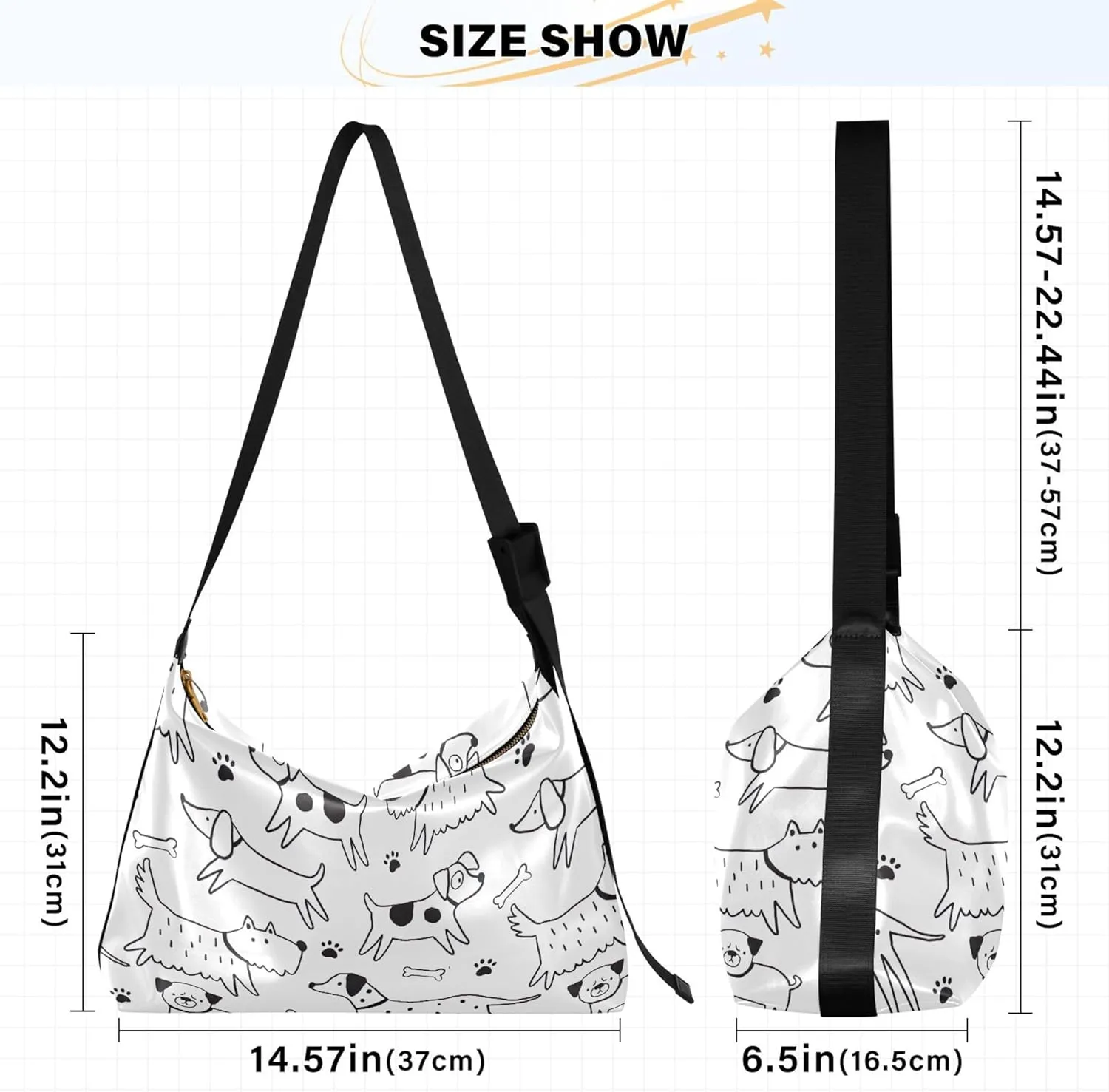 Cartoon Llama Alpaca Grey Soft Leather Hobo Bags for Women Large Crossbody Bags Animal Print Crossbody Hobo Purses