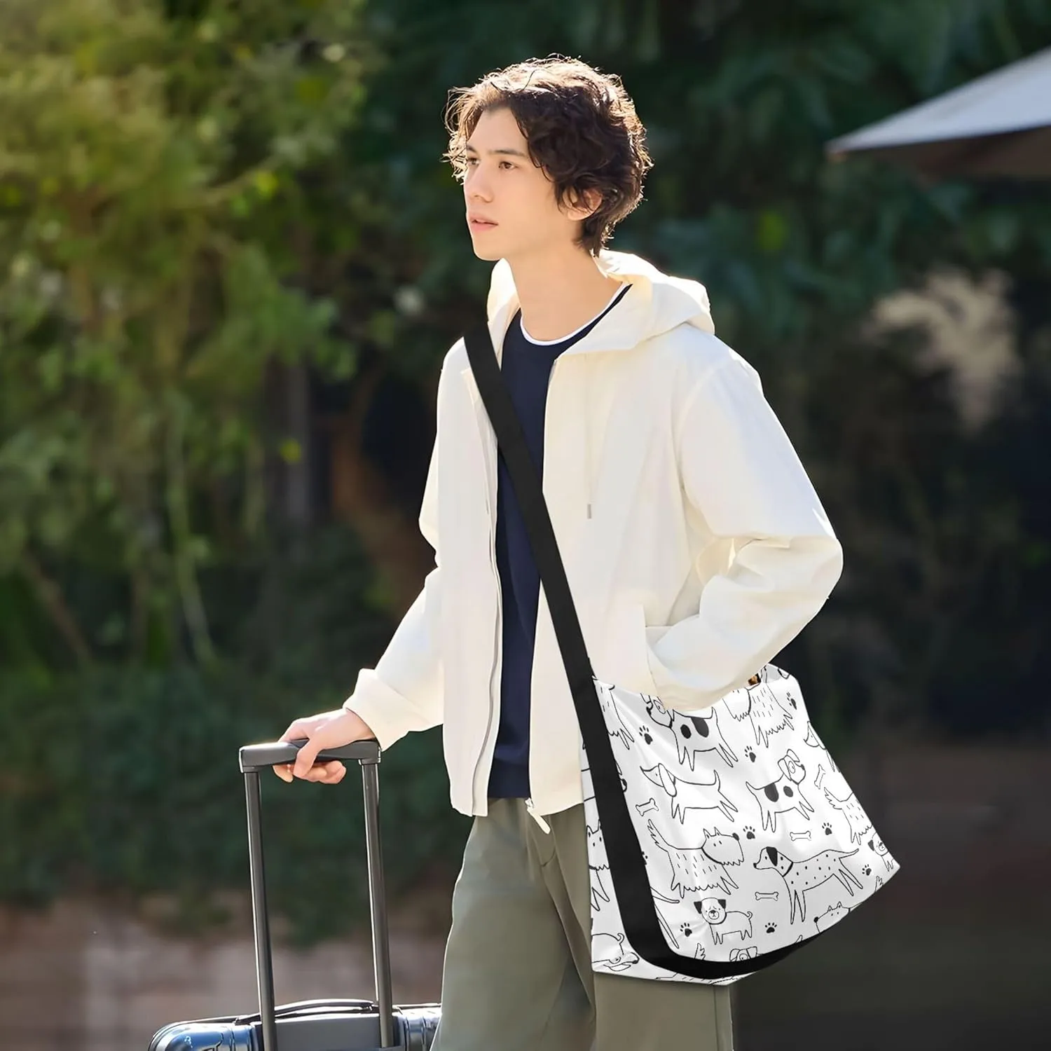Cartoon Llama Alpaca Grey Soft Leather Hobo Bags for Women Large Crossbody Bags Animal Print Crossbody Hobo Purses