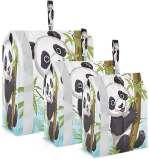 Cartoon Panda Climbing Compression Packing Cubes Suitcase Organizer Bags Set for Travel Cubes for Carry on Luggage