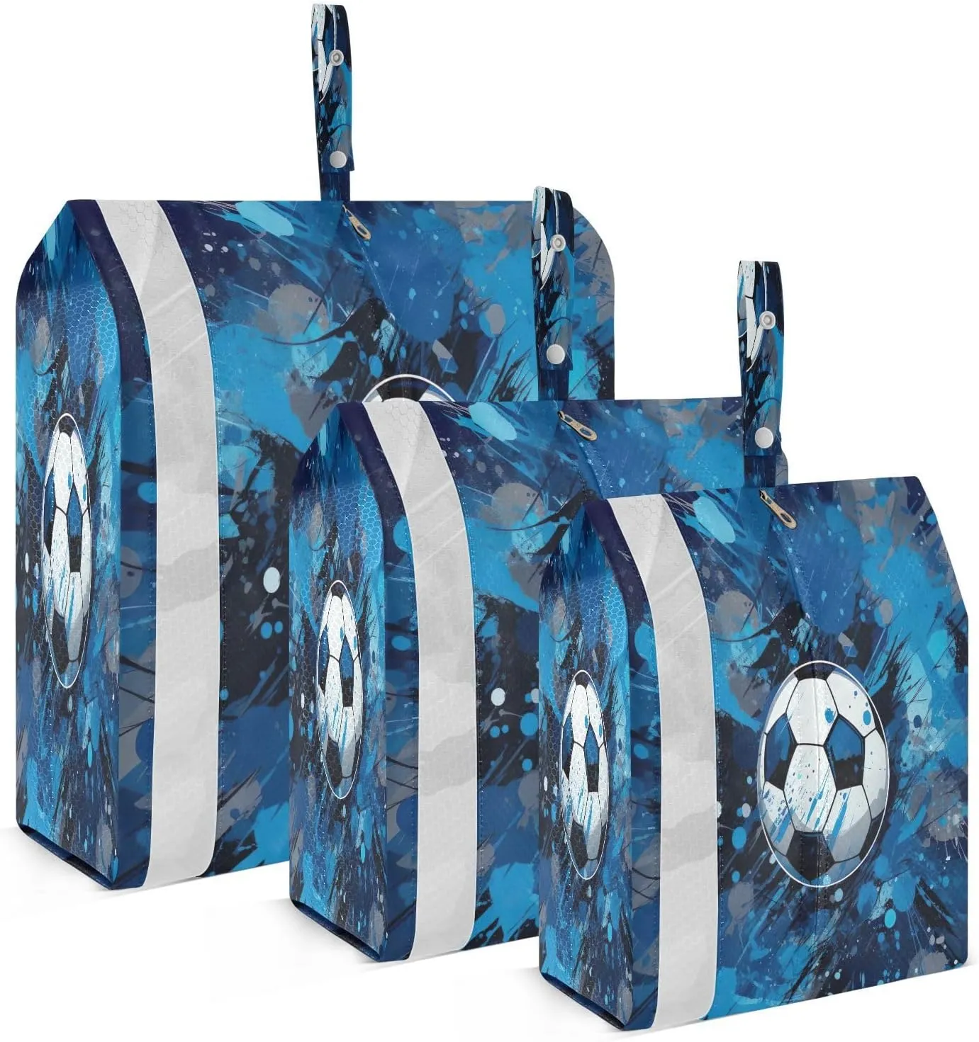 Cartoon Soccer Ball Compression Packing Cubes Suitcase Organizer Bags Set for Travel Cubes for Carry on Luggage