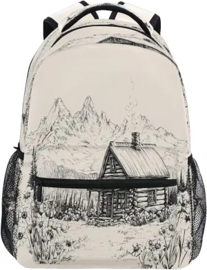 CEBUGI Travel Backpack for women men Cabin in The Mountains lightweight Laptop Backpack College bookbag Casual Daypack