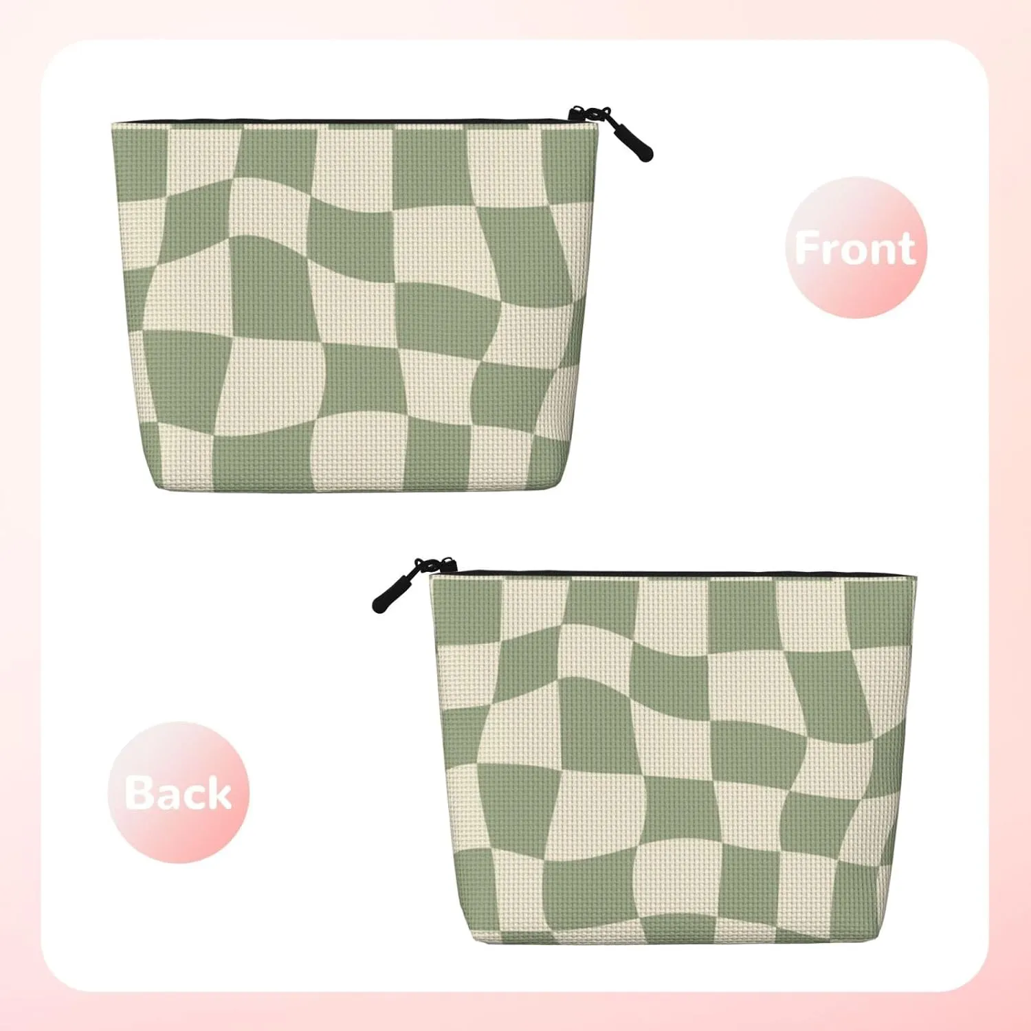 checkered makeup bag,Green Makeup Bag,cute makeup bag,retro gifts,boho makeup bag,aesthetic makeup bag,Makeup Bag Organizer,Toiletry Bag,2-5