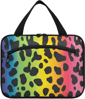 Chic Rainbow Leopard Print hanging mens travel bag toiletry with hook, designer foldable bags for men for cruise travel hotel kit de para mujer M