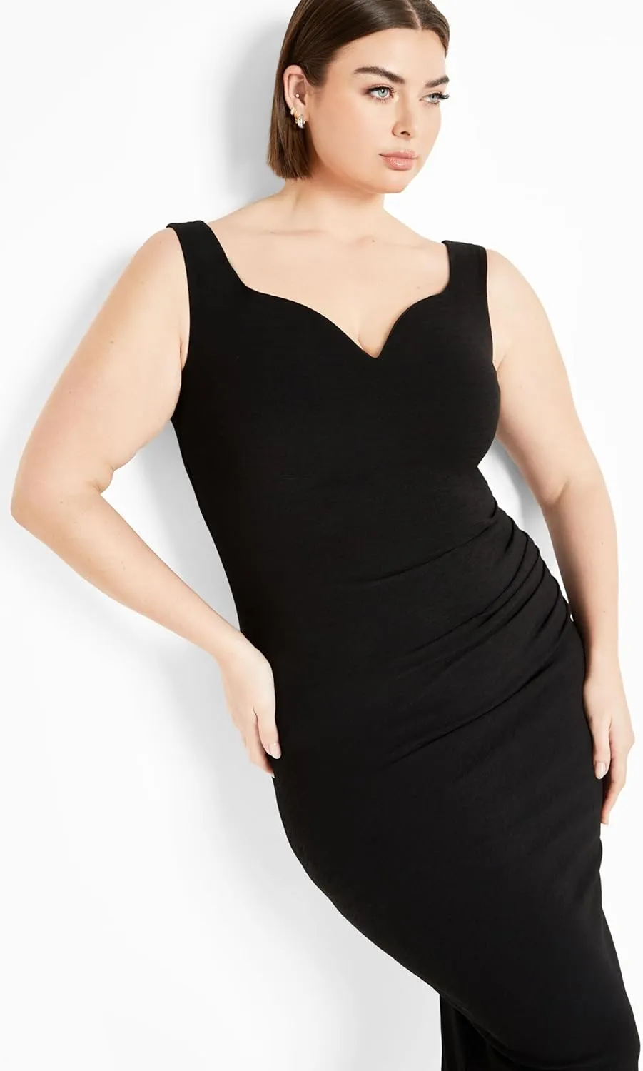 City Chic Plus Size Kiana Sweetheart MIDI Dress in Black