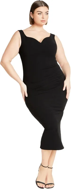 City Chic Plus Size Kiana Sweetheart MIDI Dress in Black