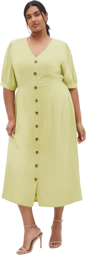 City Chic Women's Plus Size Dress - Charli Button Midi