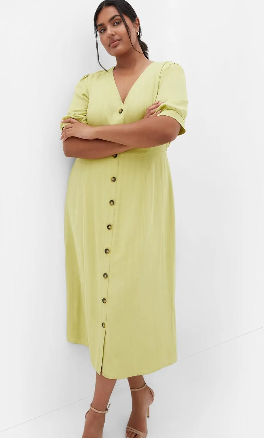 City Chic Women's Plus Size Dress - Charli Button Midi