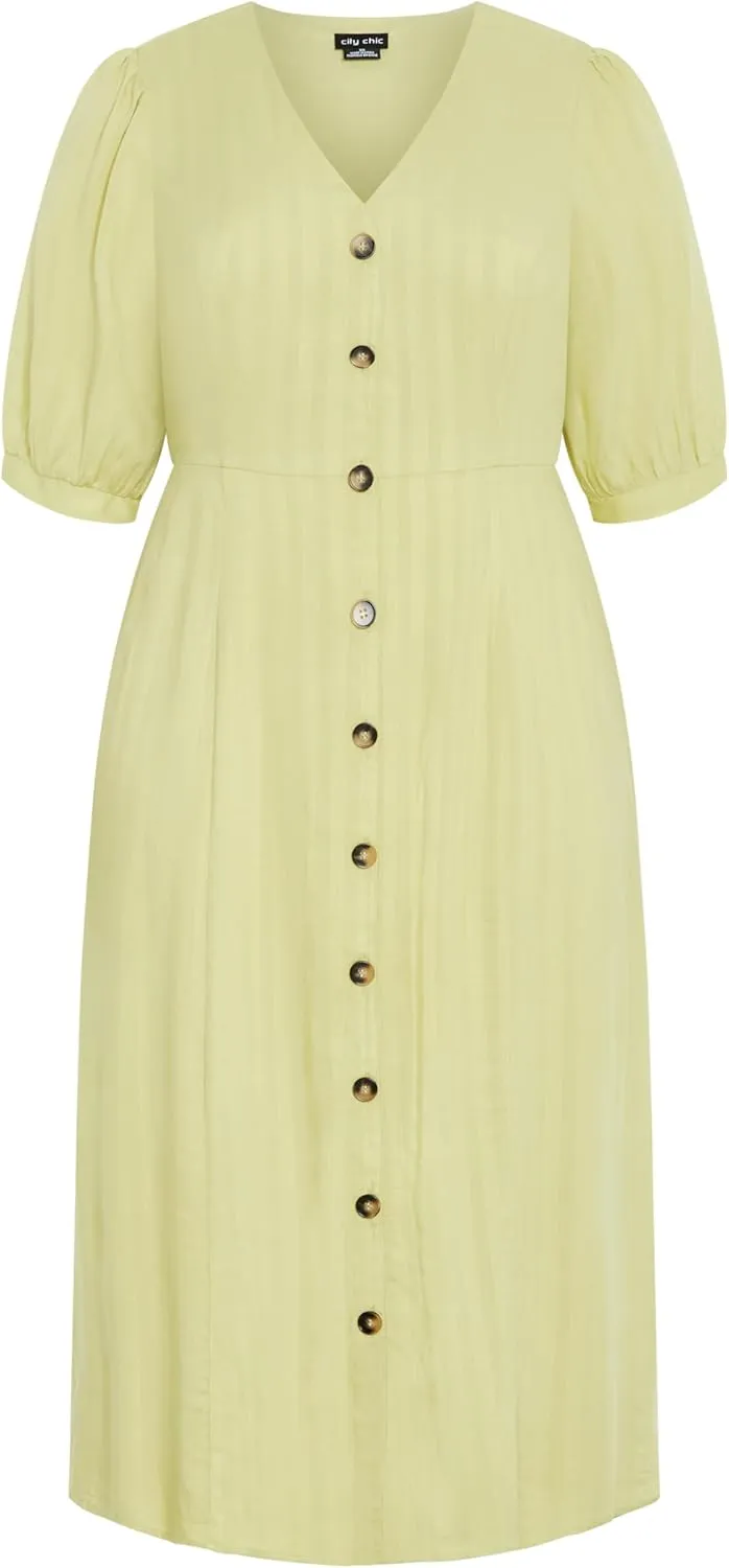 City Chic Women's Plus Size Dress - Charli Button Midi