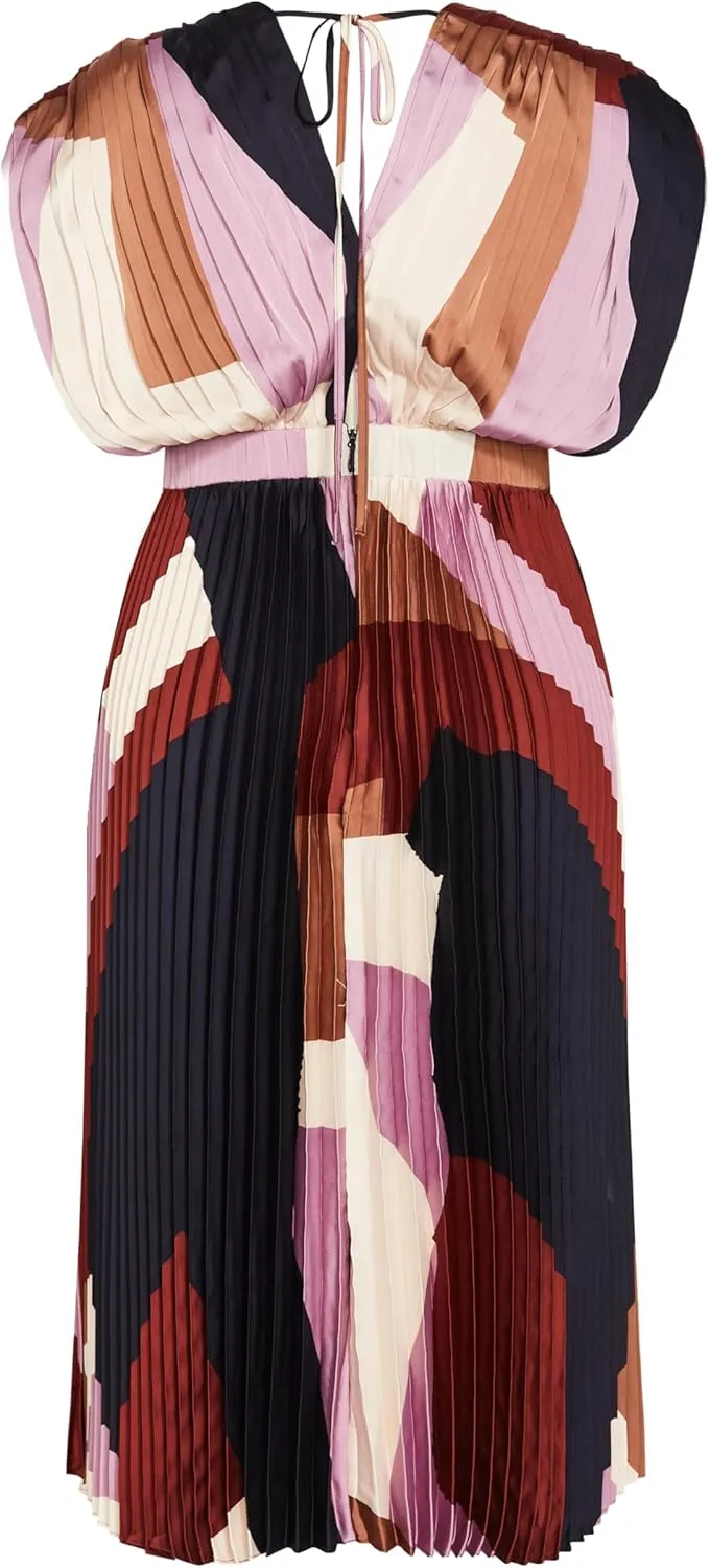 City Chic Women's Plus Size Dress-Henley Print Midi