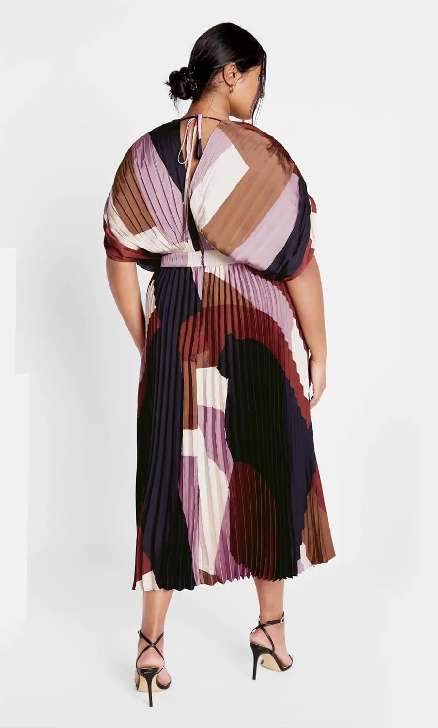 City Chic Women's Plus Size Dress-Henley Print Midi