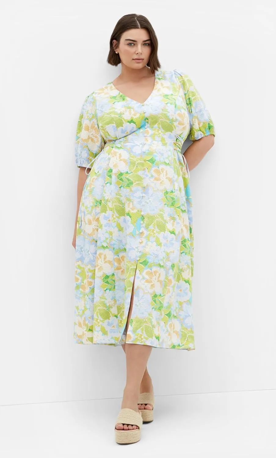 City Chic Women's Plus Size Dress - Roselle Button Corset Midi