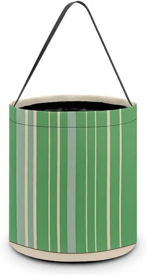 Classic Green Striped Halloween Tote Candy Bag Candy Basket Candy Bucket Gift Bag for Halloween Party