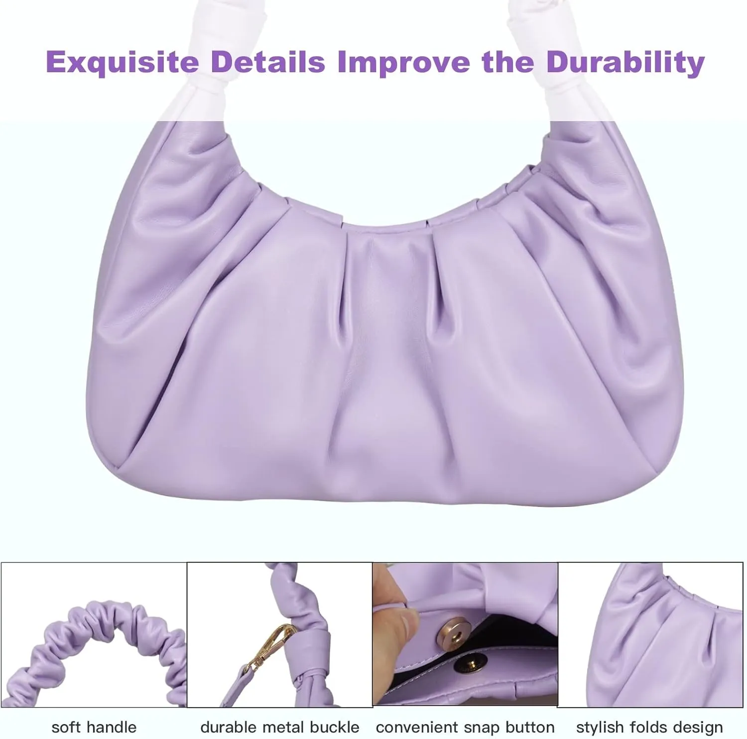 Classic Shoulder Bags for Women Cute Hobo Tote Mini Leather Handbag Clutch Purse Lightweight