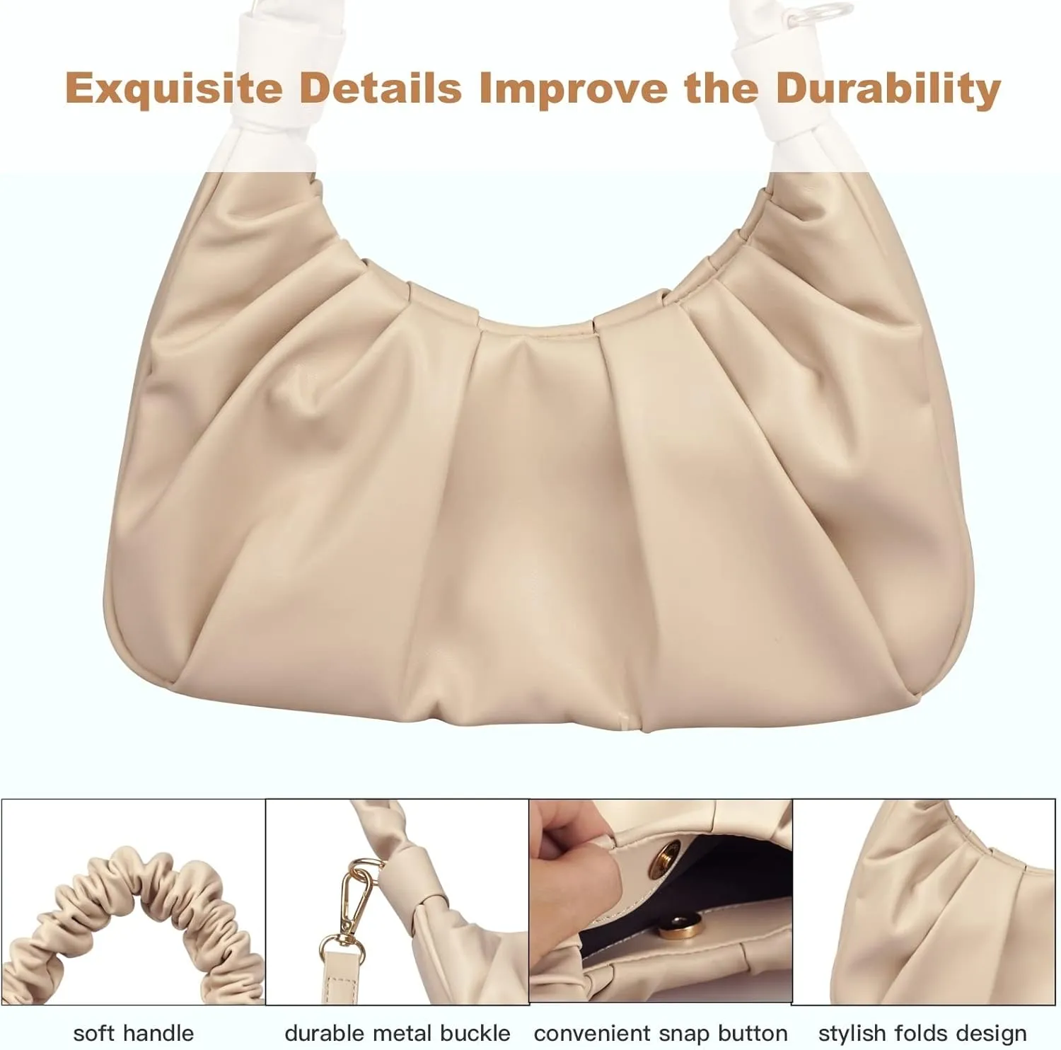 Classic Shoulder Bags for Women Cute Hobo Tote Mini Leather Handbag Clutch Purse Lightweight