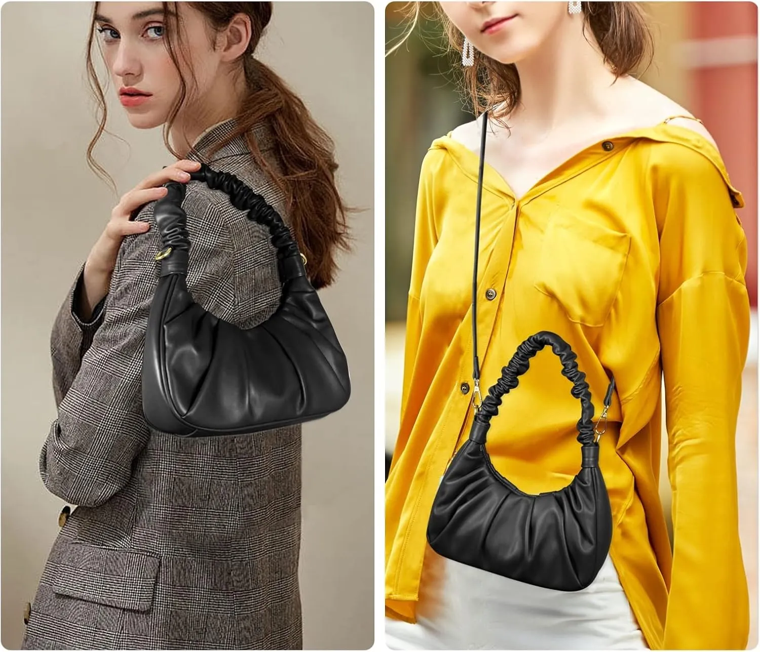Classic Shoulder Bags for Women Cute Hobo Tote Mini Leather Handbag Clutch Purse Lightweight